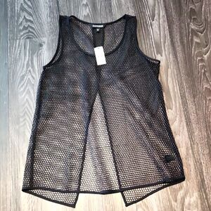 Express Black Sheer Net Top XS